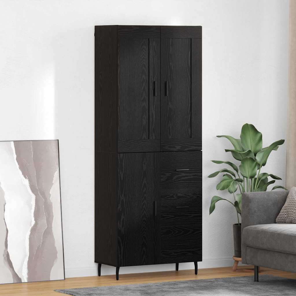 Haut Armoire Montage mural 2 pcs Chêne noir 69,5 x 34 x 180 cm - XIOS