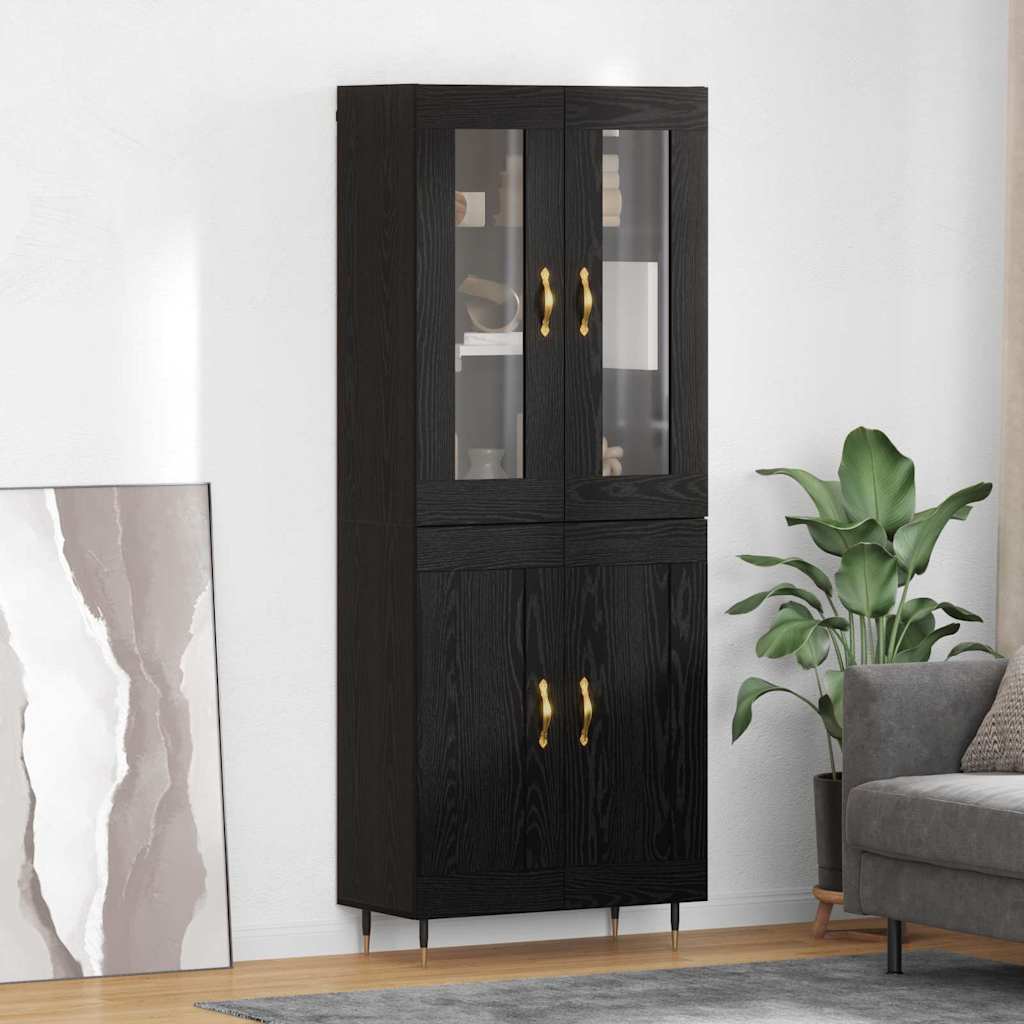 Haut Armoire 2 pcs Chêne noir Bois d'ingénierie - XIOS