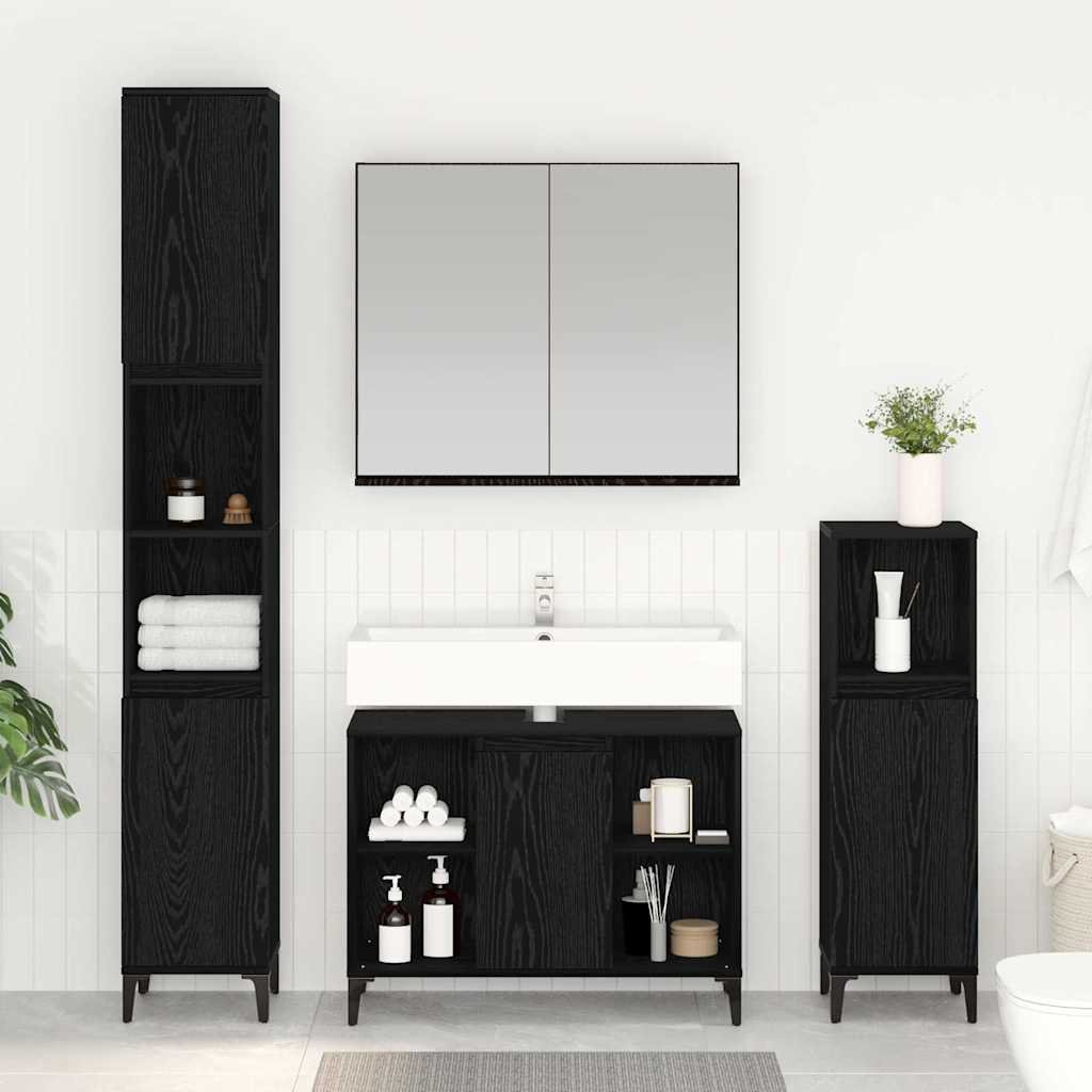 Ensemble de mobilier de salle de bain 3 pièces Chêne noir