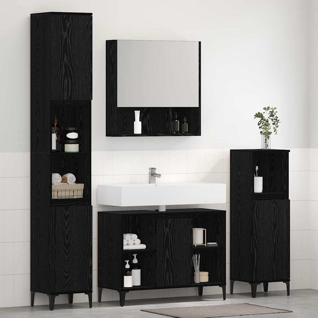 Ensemble de mobilier de salle de bain 3 pièces Chêne noir
