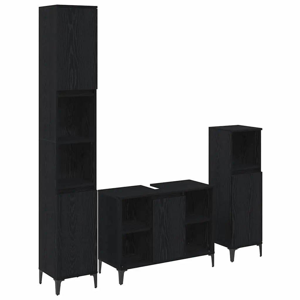 Ensemble de mobilier de salle de bain 3 pièces Chêne noir - XIOS