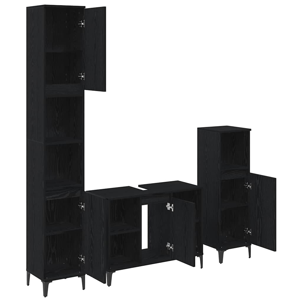 Ensemble de mobilier de salle de bain 3 pièces Chêne noir