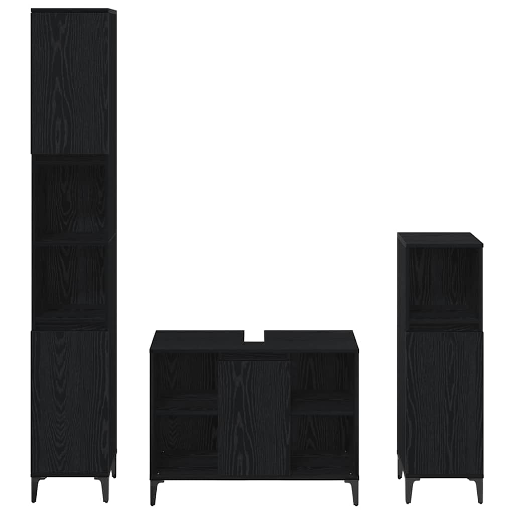 Ensemble de mobilier de salle de bain 3 pièces Chêne noir