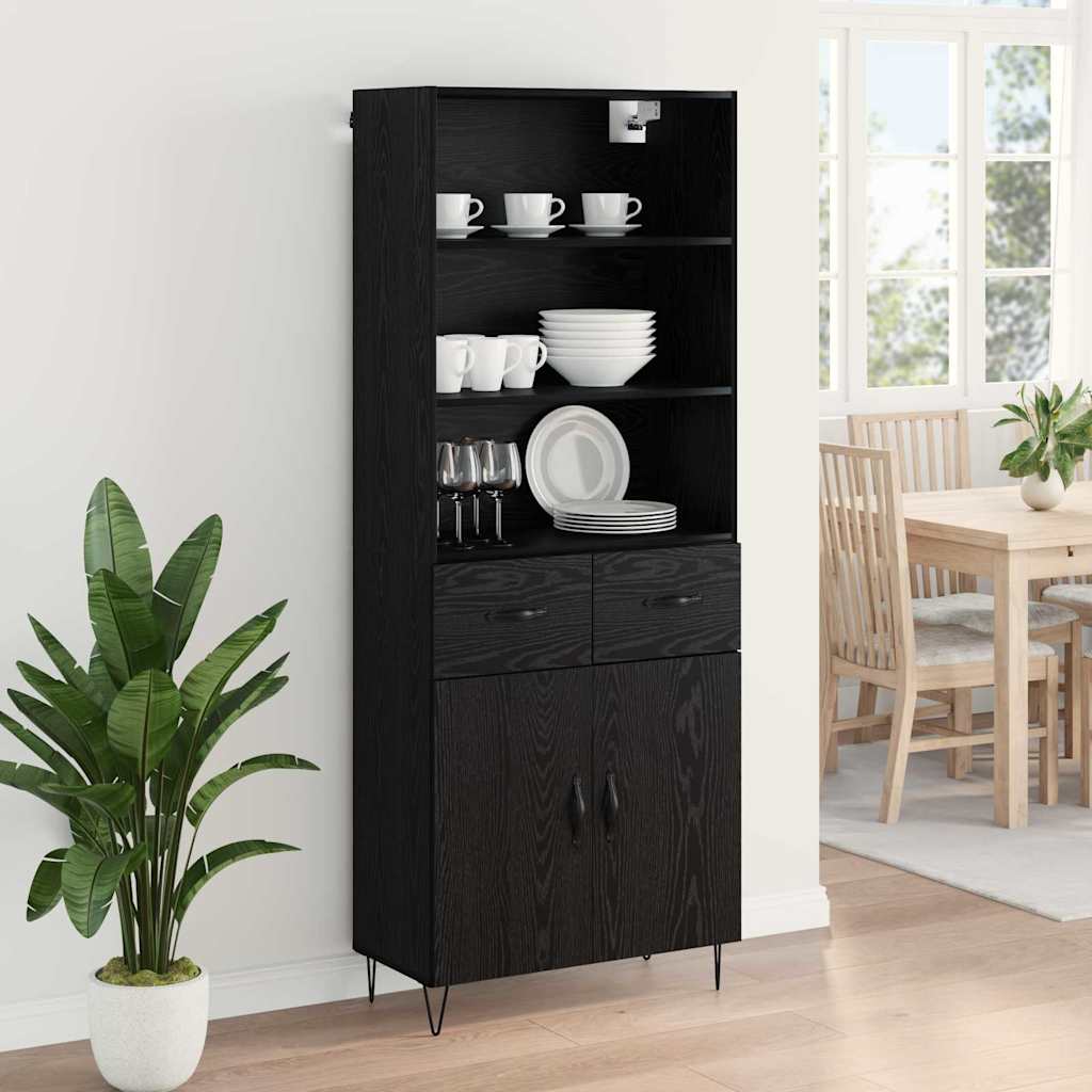 Haut Armoire Montage mural 2 pcs Chêne noir Bois d'ingénierie - XIOS