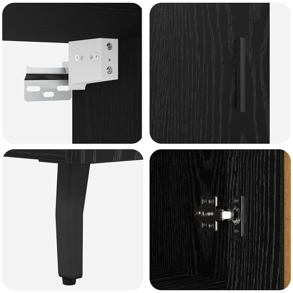 Haut Armoire Montage mural 2 pcs Chêne noir 69,5 x 34 x 180 cm - XIOS