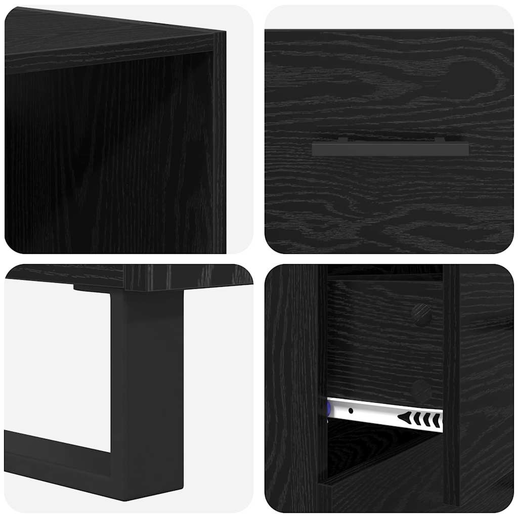 Haut Armoire Montage mural 2 pcs Chêne noir Bois d'ingénierie - XIOS