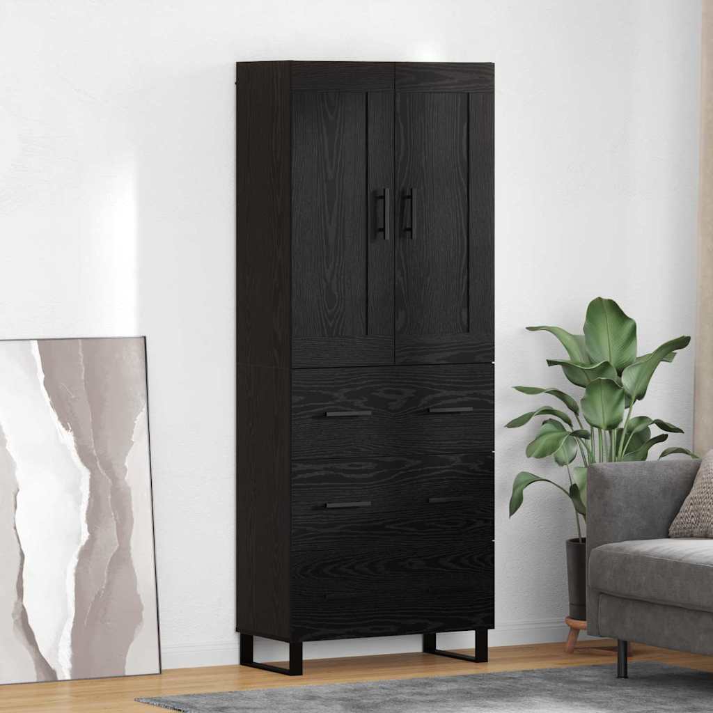 Haut Armoire Montage mural 2 pcs Chêne noir Bois d'ingénierie - XIOS