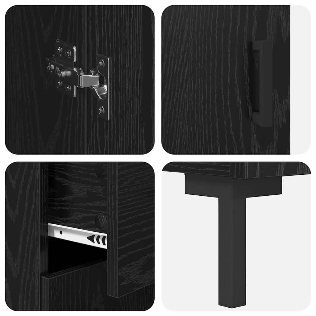 Haut Armoire avec tiroir 2 pcs Chêne noir Bois d'ingénierie - XIOS
