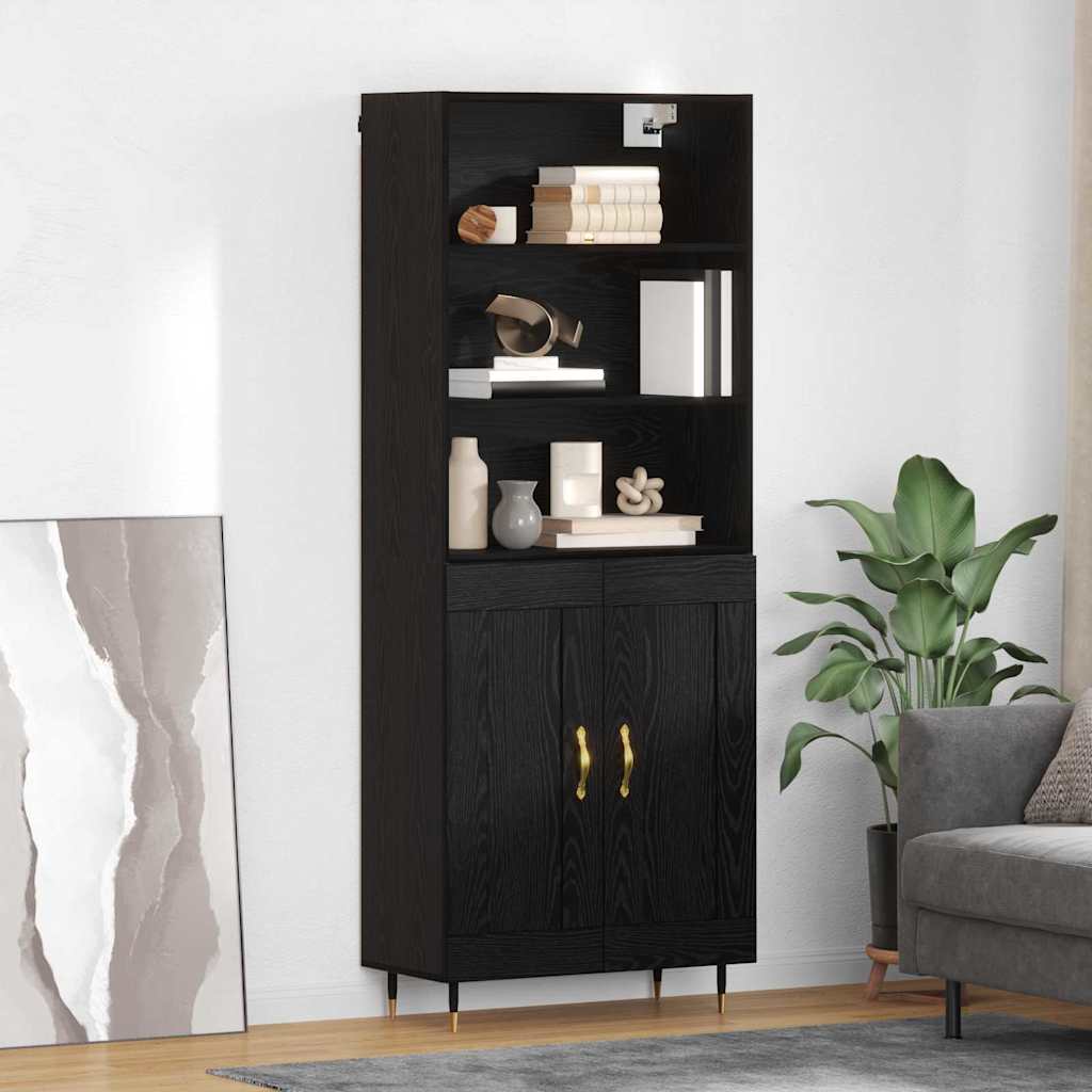 Haut Armoire Montage mural 2 pcs Chêne noir 69,5 x 34 x 180 cm - XIOS