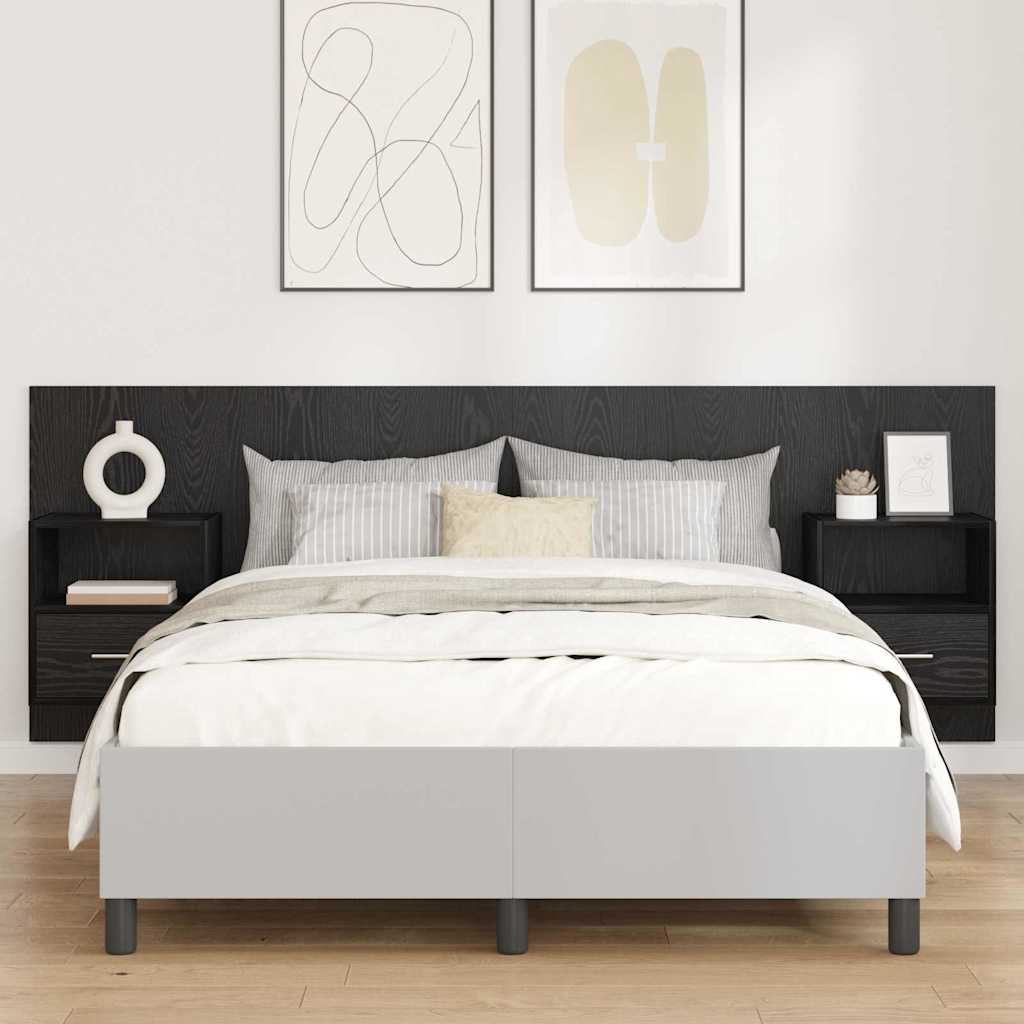 Tête de lit avec armoire 3 pcs Chêne noir Bois d'ingénierie - XIOS
