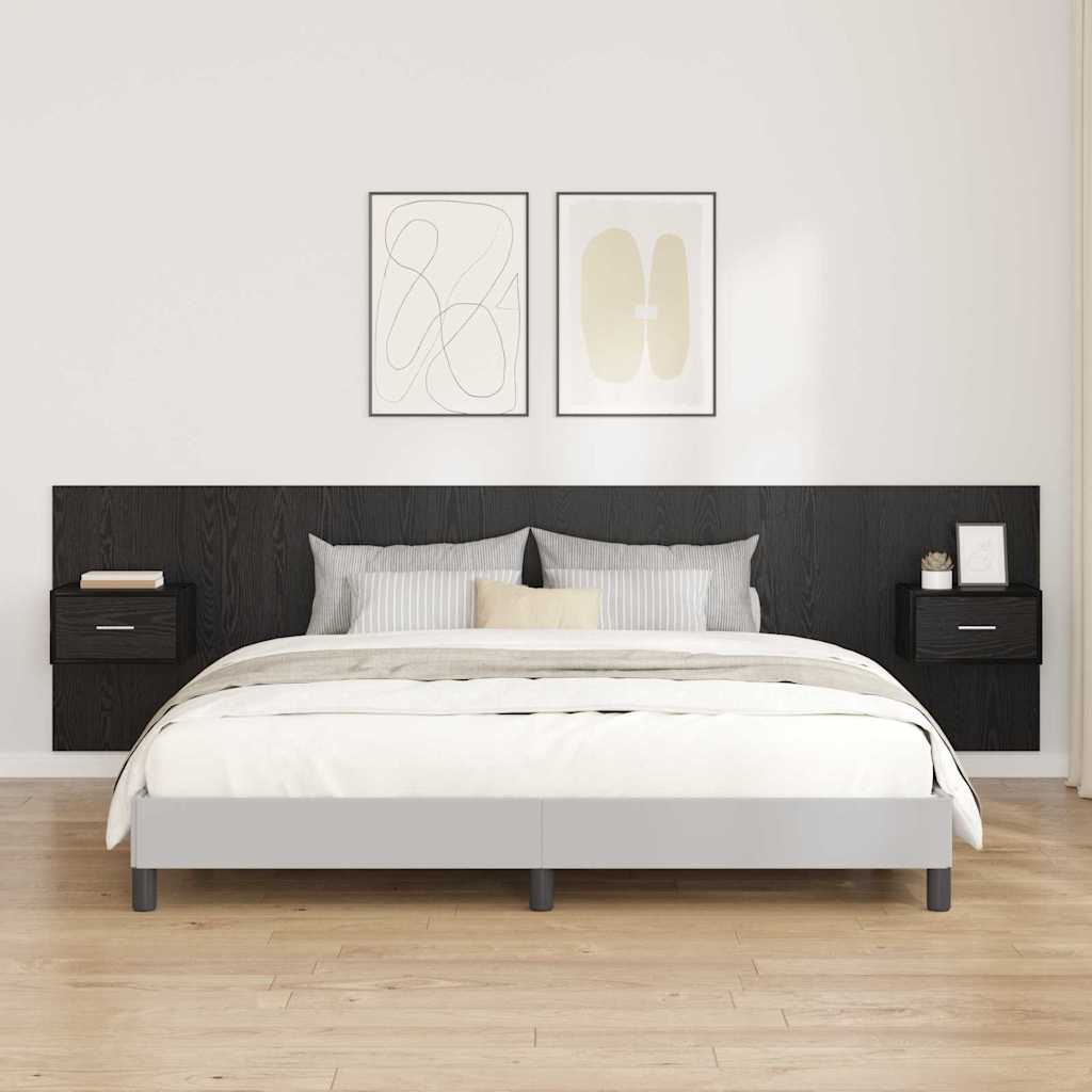 Tête de lit avec armoire 3 pcs Chêne noir Bois d'ingénierie - XIOS