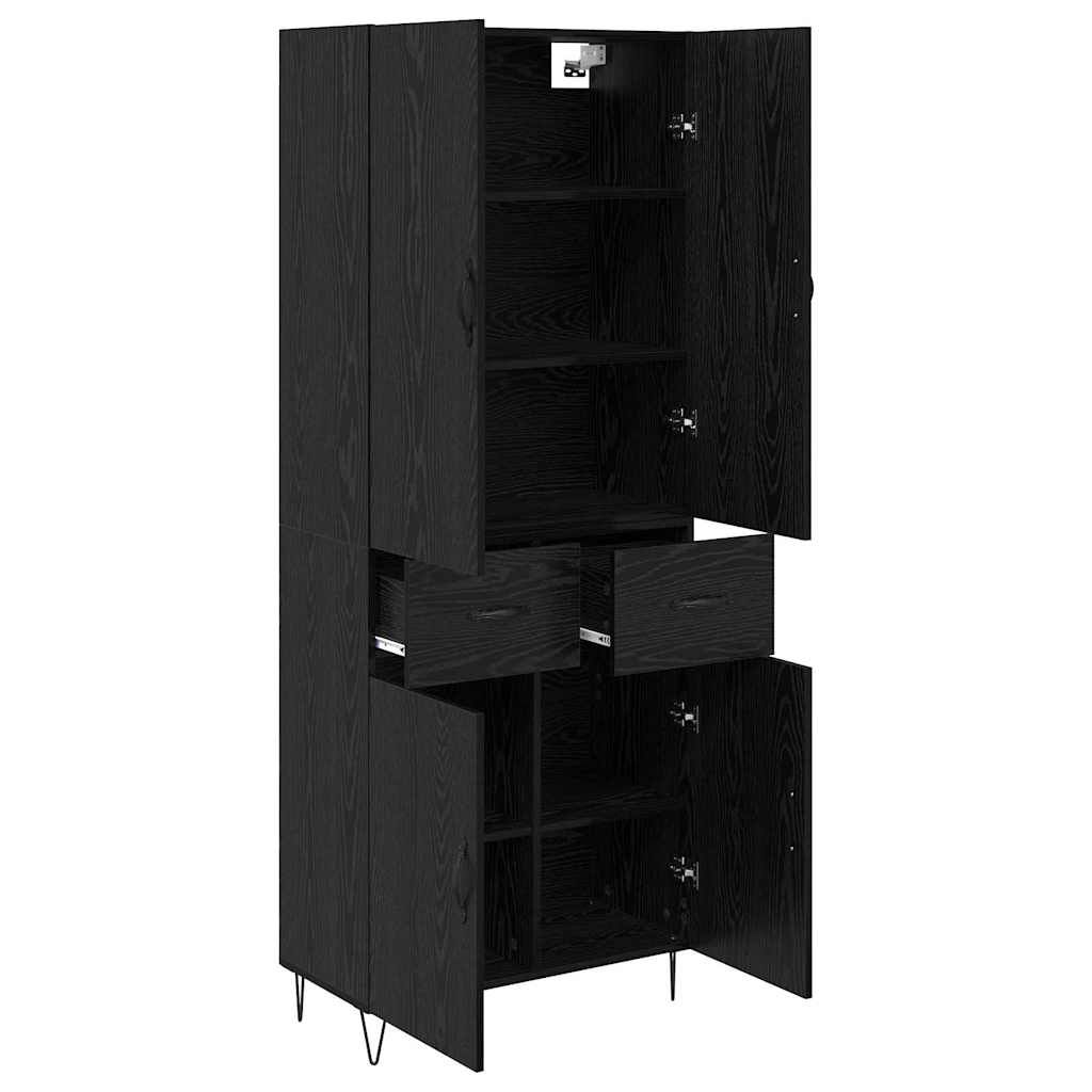 Haut Armoire Montage mural 2 pcs Chêne noir Bois d'ingénierie - XIOS