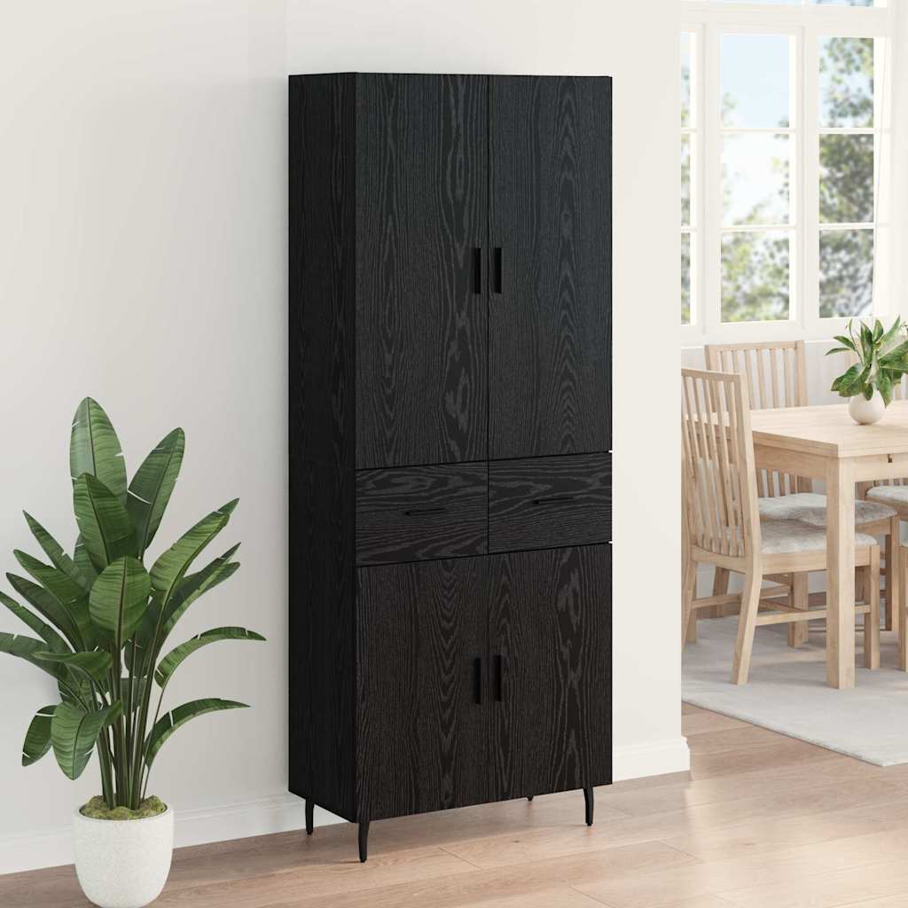 Haut Armoire Montage mural 2 pcs Chêne noir 69,5 x 34 x 180 cm - XIOS