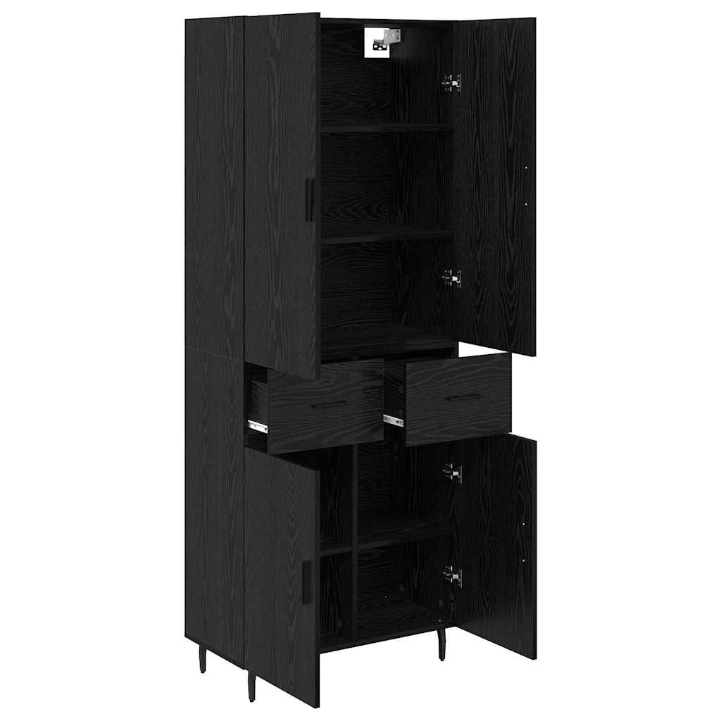 Haut Armoire Montage mural 2 pcs Chêne noir 69,5 x 34 x 180 cm - XIOS