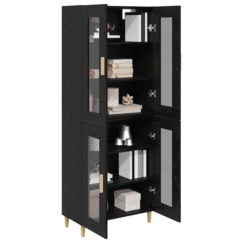 Haut Armoire Montage mural 2 pcs Chêne noir Bois d'ingénierie - XIOS