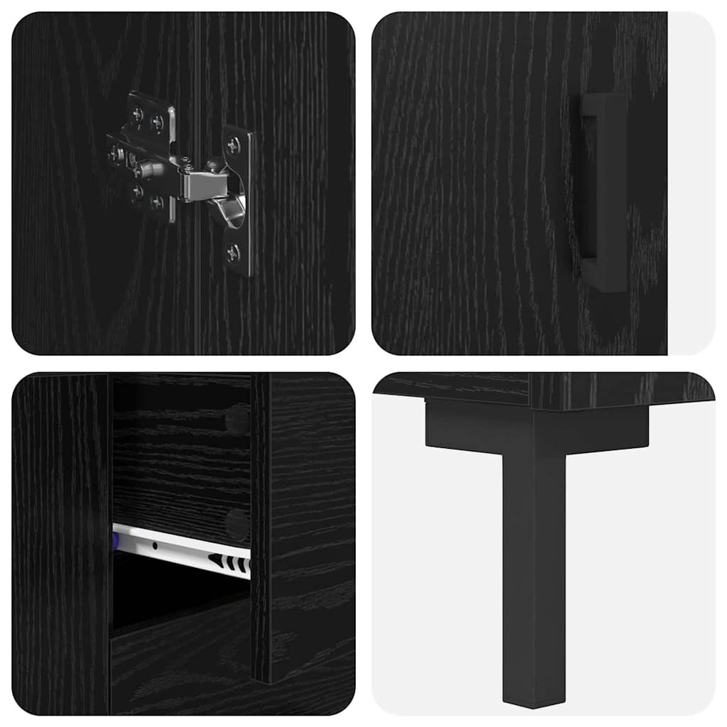 Haut Armoire avec tiroir 2 pcs Chêne noir Bois d'ingénierie - XIOS