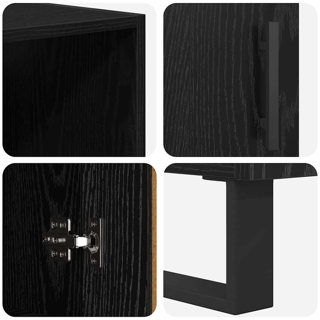 Haut Armoire Montage mural 2 pcs Chêne noir Bois d'ingénierie - XIOS