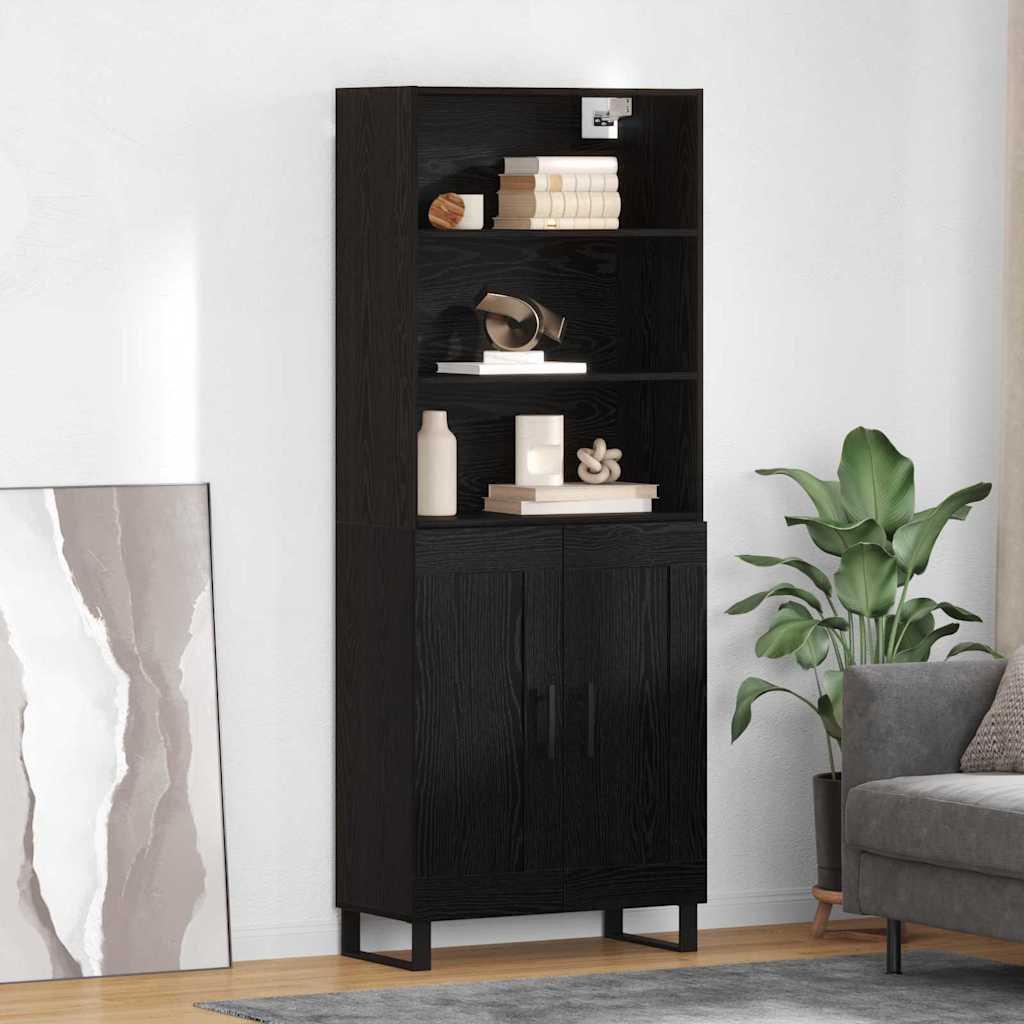 Haut Armoire Montage mural 2 pcs Chêne noir Bois d'ingénierie - XIOS
