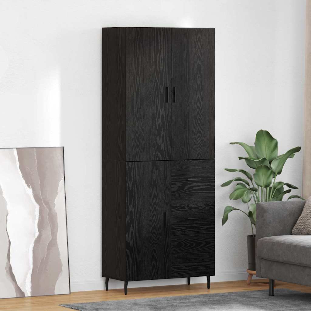 Haut Armoire Montage mural 2 pcs Chêne noir 69,5 x 34 x 180 cm - XIOS