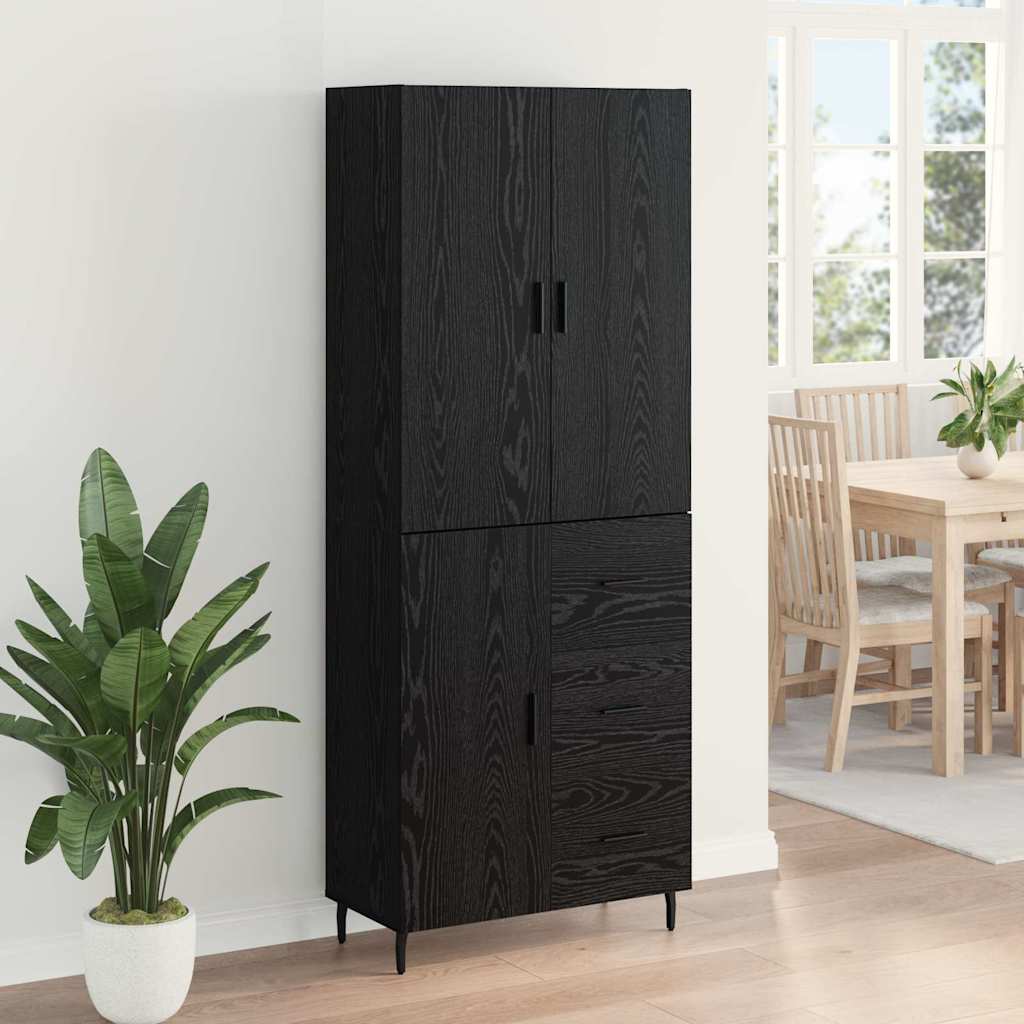 Haut Armoire Montage mural 2 pcs Chêne noir 69,5 x 34 x 180 cm - XIOS