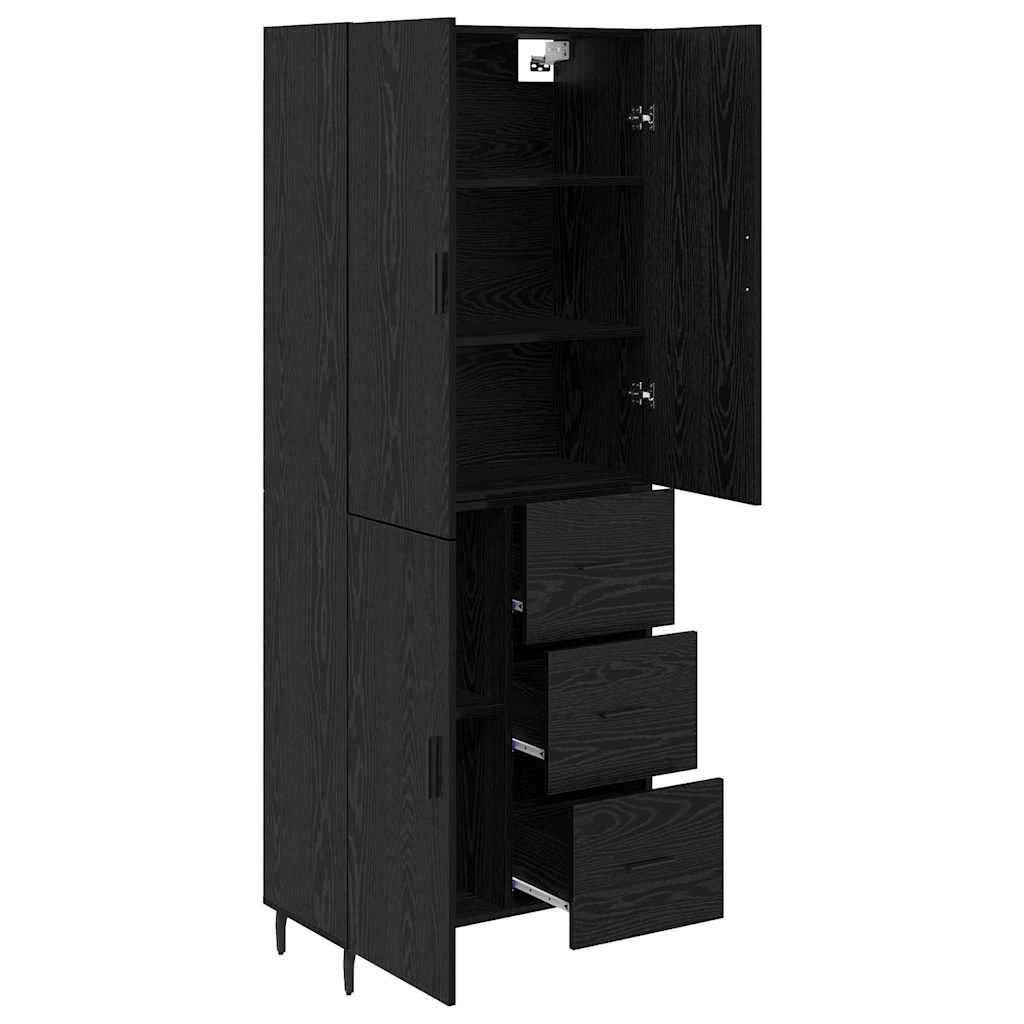 Haut Armoire Montage mural 2 pcs Chêne noir 69,5 x 34 x 180 cm - XIOS