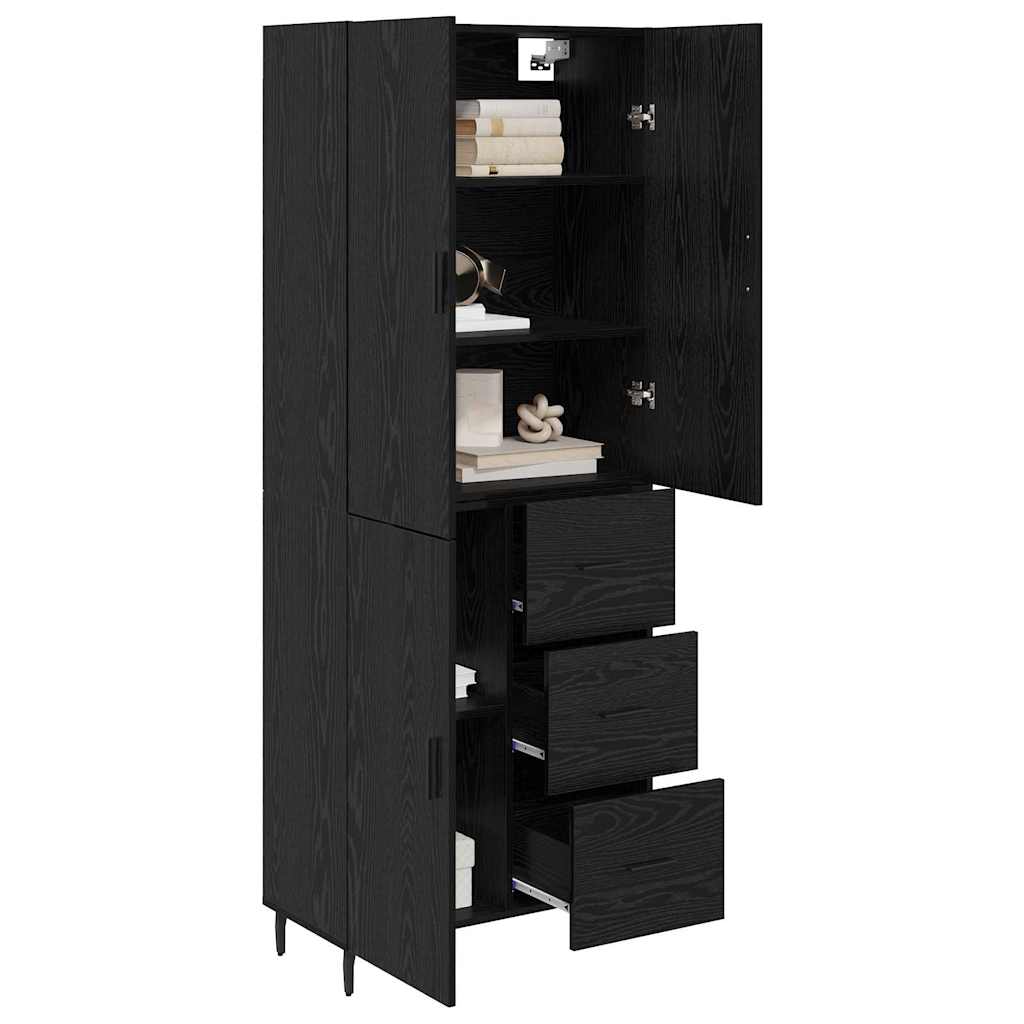 Haut Armoire Montage mural 2 pcs Chêne noir 69,5 x 34 x 180 cm - XIOS