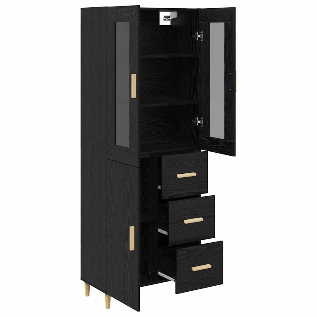 Haut Armoire Montage mural 2 pcs Chêne noir Bois d'ingénierie - XIOS