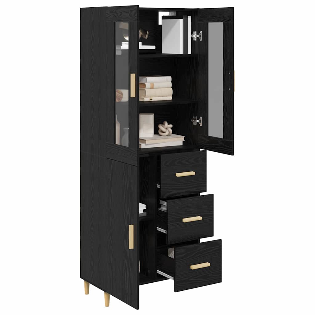 Haut Armoire Montage mural 2 pcs Chêne noir Bois d'ingénierie - XIOS