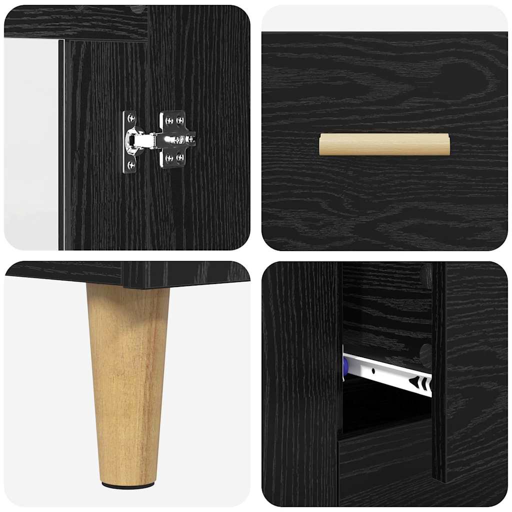 Haut Armoire Montage mural 2 pcs Chêne noir Bois d'ingénierie - XIOS