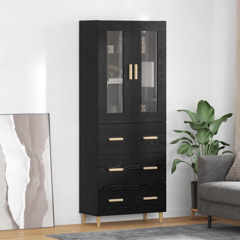 Haut Armoire Montage mural 2 pcs Chêne noir Bois d'ingénierie - XIOS