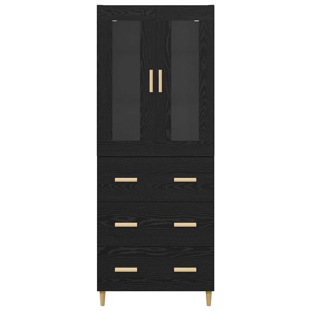 Haut Armoire Montage mural 2 pcs Chêne noir Bois d'ingénierie - XIOS