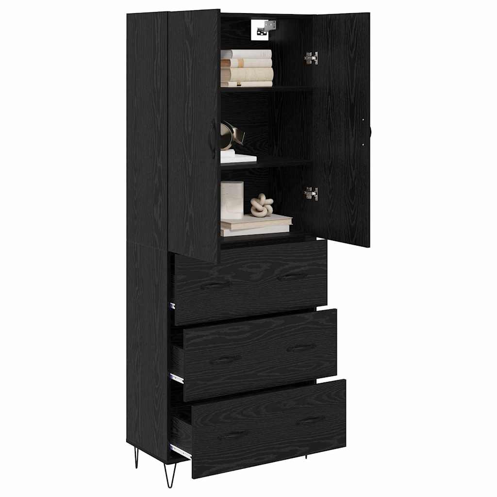 Haut Armoire Montage mural 2 pcs Chêne noir Bois d'ingénierie - XIOS
