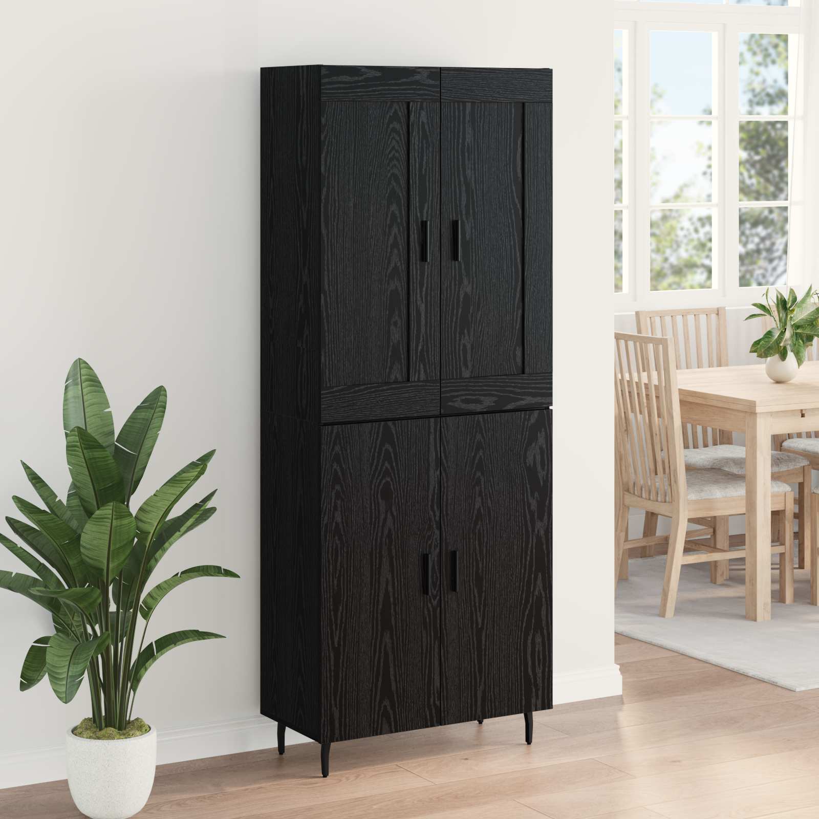 Haut Armoire 2 pcs Chêne noir Bois Aggloméré et Verre - XIOS