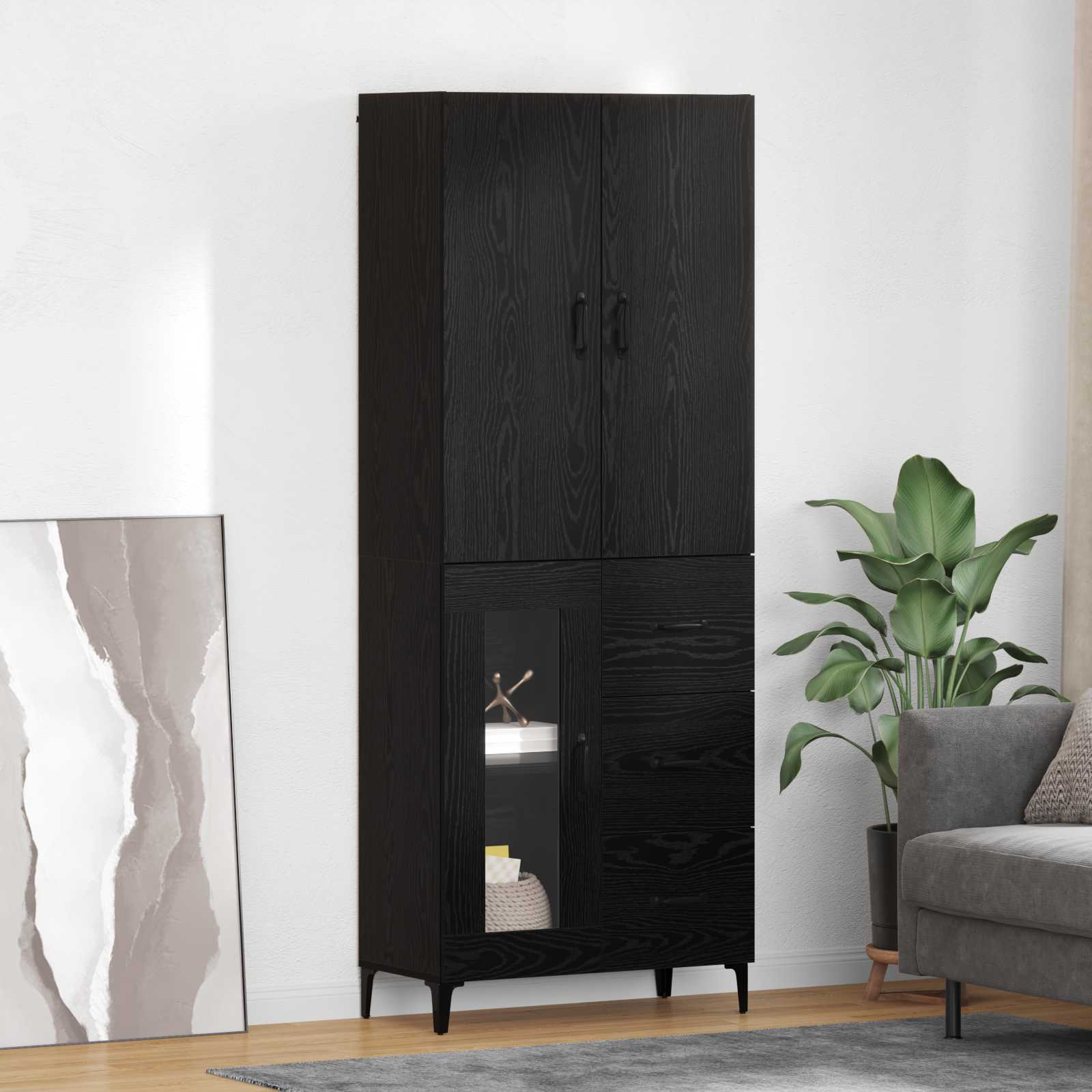 Haut Armoire Chêne noir 69,5 x 34 x 180 cm Bois d'ingénierie - XIOS