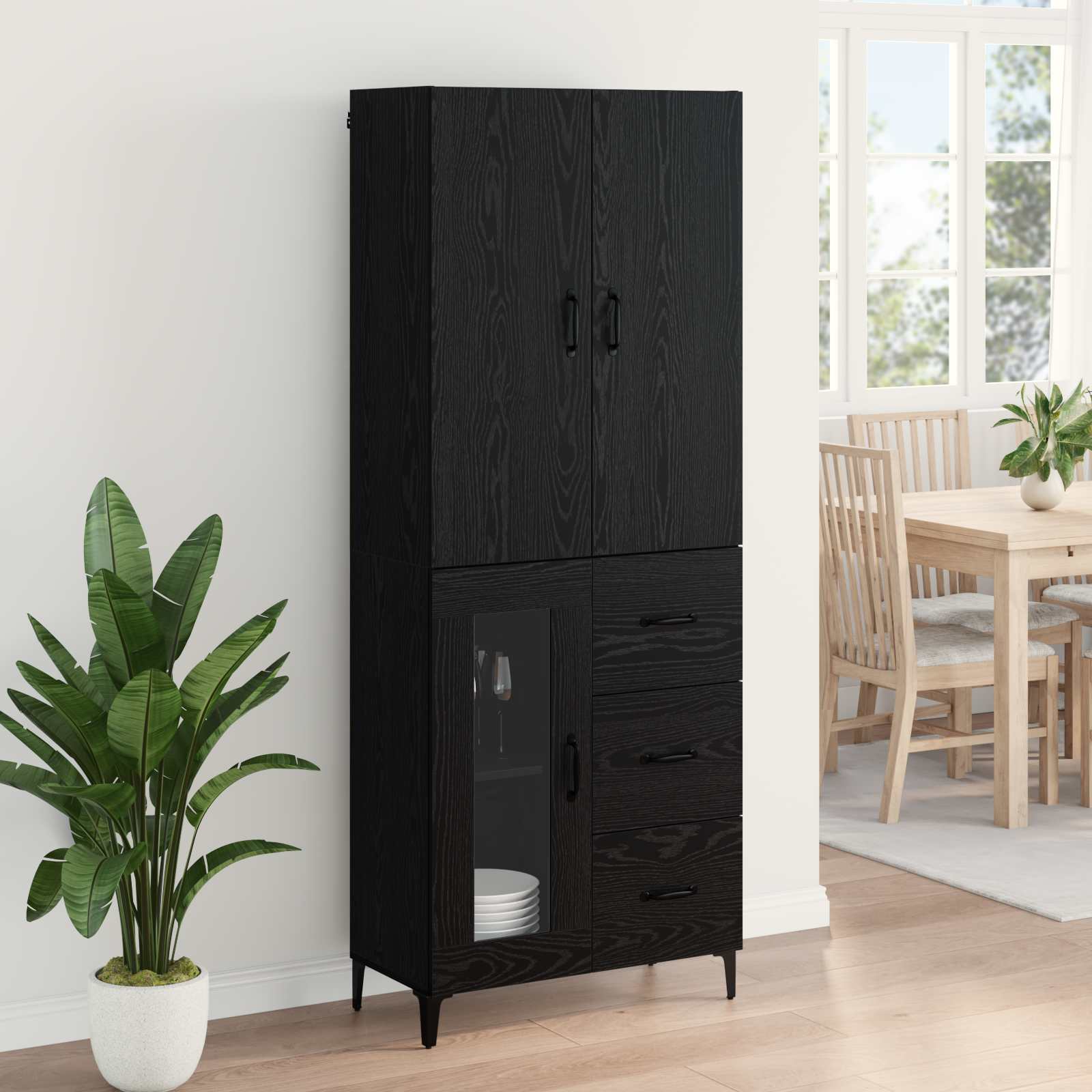 Haut Armoire Chêne noir 69,5 x 34 x 180 cm Bois d'ingénierie - XIOS