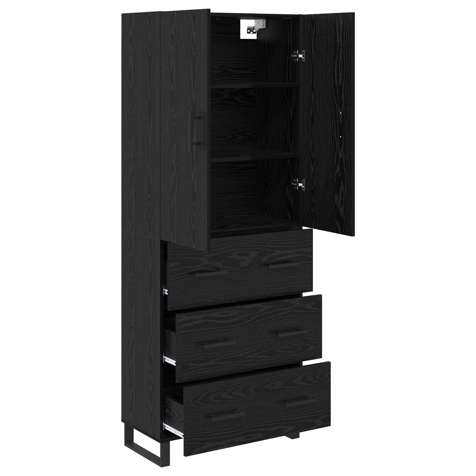 Haut Armoire 2 pcs Chêne noir Bois Aggloméré et Verre - XIOS