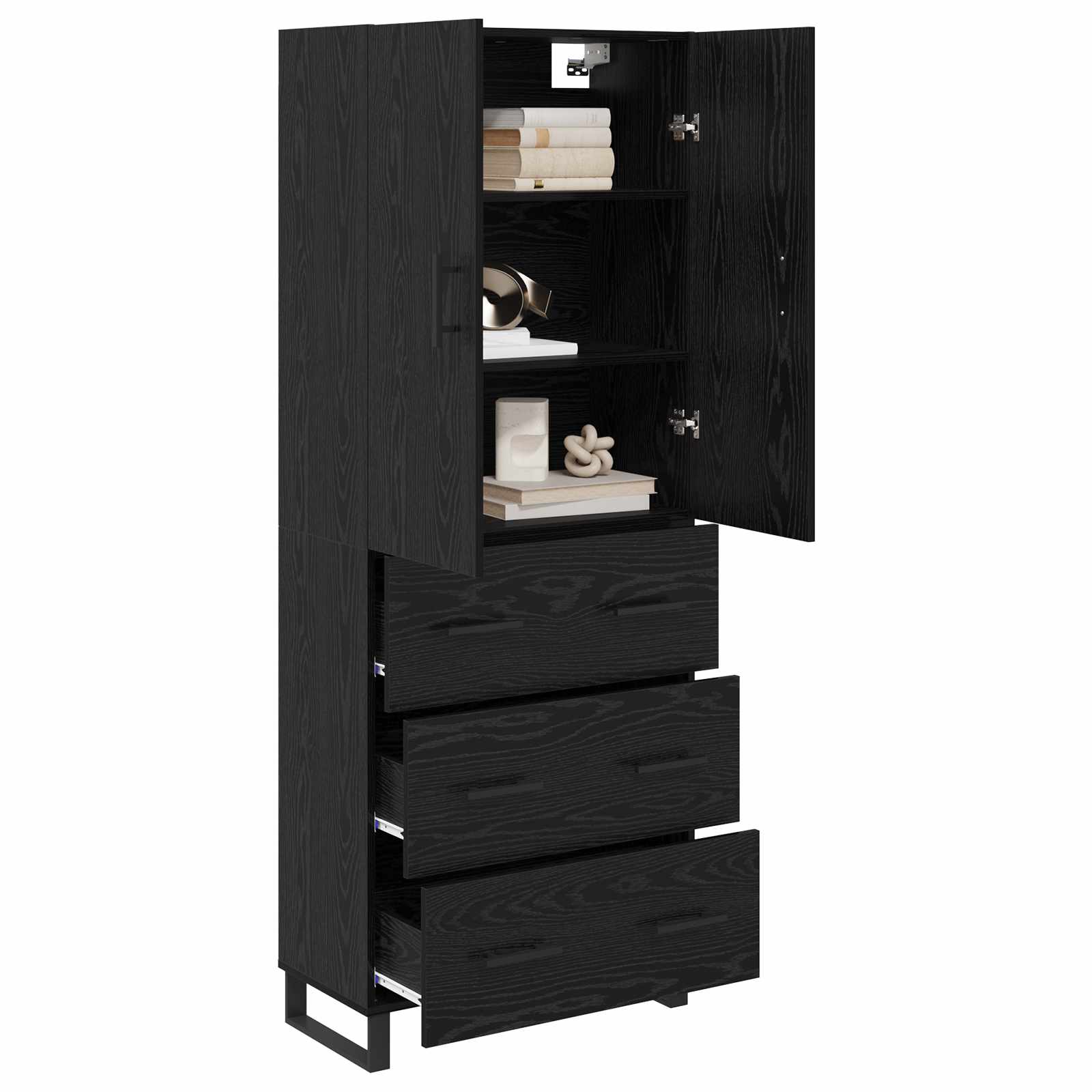 Haut Armoire 2 pcs Chêne noir Bois Aggloméré et Verre - XIOS