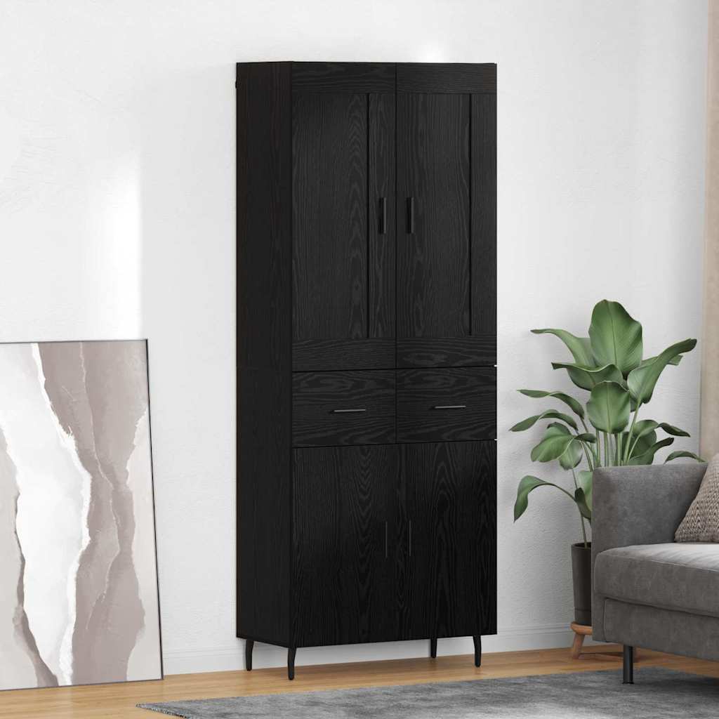 Haut Armoire Montage mural 2 pcs Chêne noir 69,5 x 34 x 180 cm - XIOS