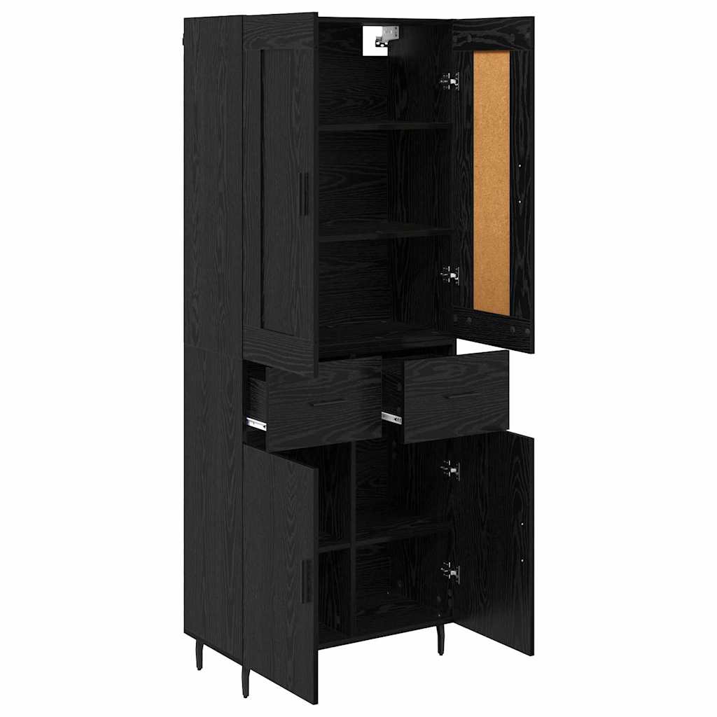 Haut Armoire Montage mural 2 pcs Chêne noir 69,5 x 34 x 180 cm - XIOS