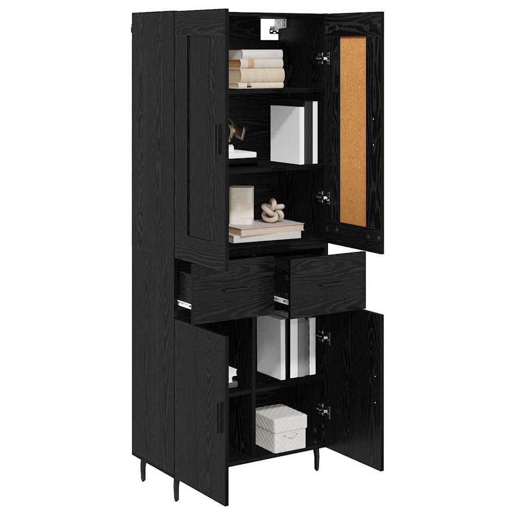 Haut Armoire Montage mural 2 pcs Chêne noir 69,5 x 34 x 180 cm - XIOS