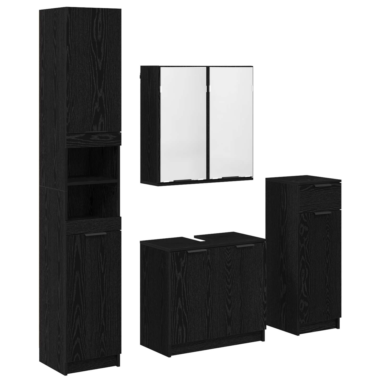 Ensemble de mobilier de salle de bain 4 pc Chêne noir - XIOS