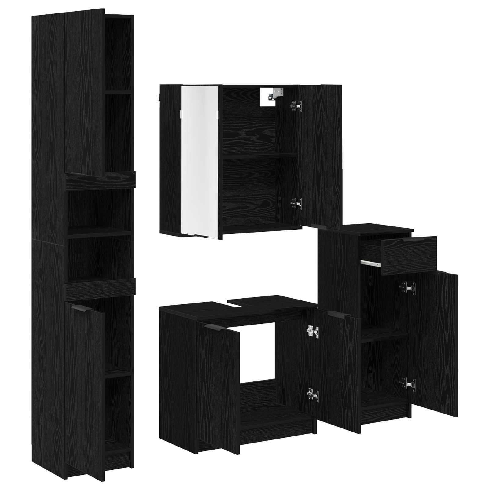 Ensemble de mobilier de salle de bain 4 pc Chêne noir - XIOS