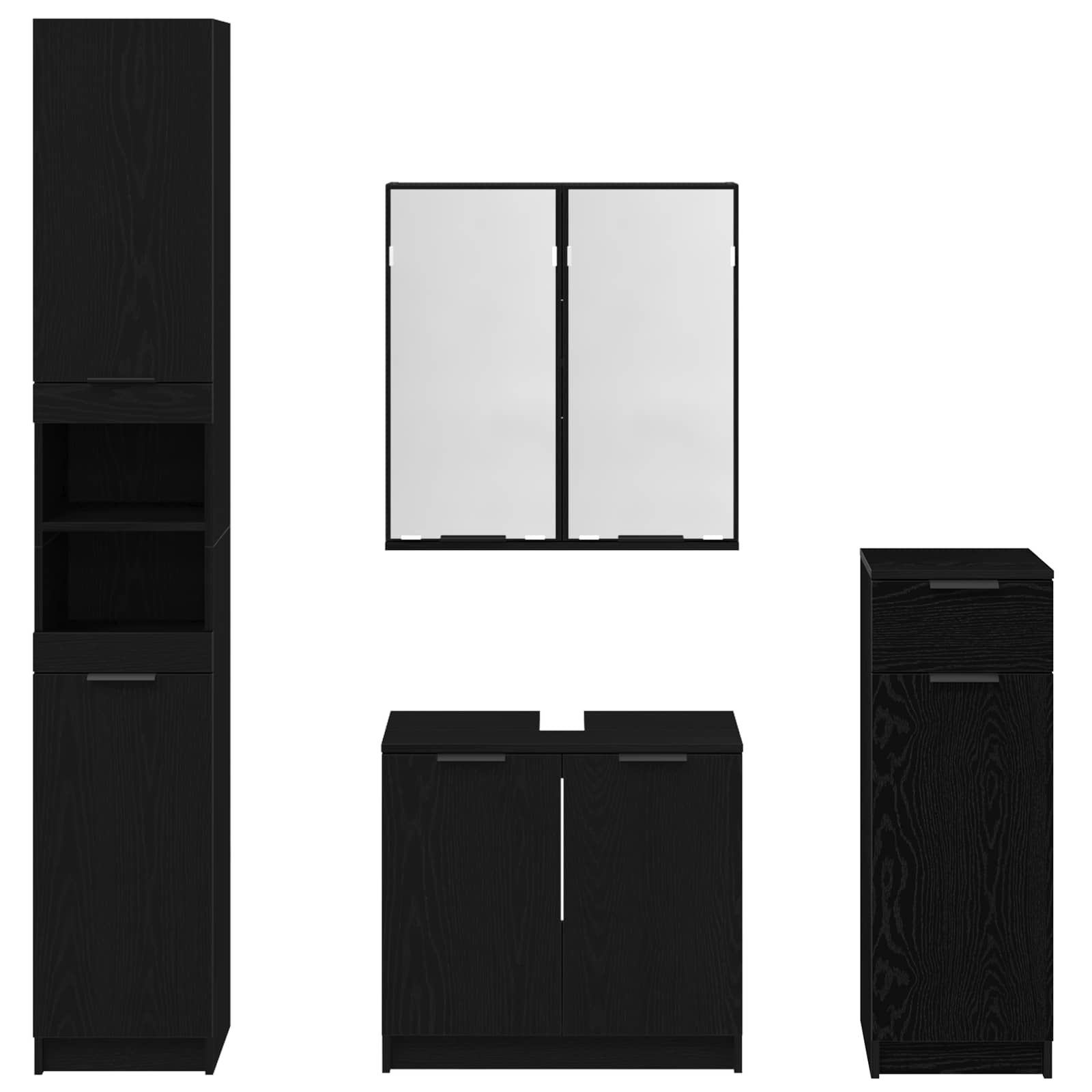 Ensemble de mobilier de salle de bain 4 pc Chêne noir - XIOS
