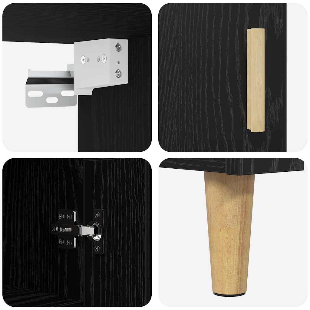 Haut Armoire Montage mural 2 pcs Chêne noir 69,5 x 34 x 180 cm - XIOS