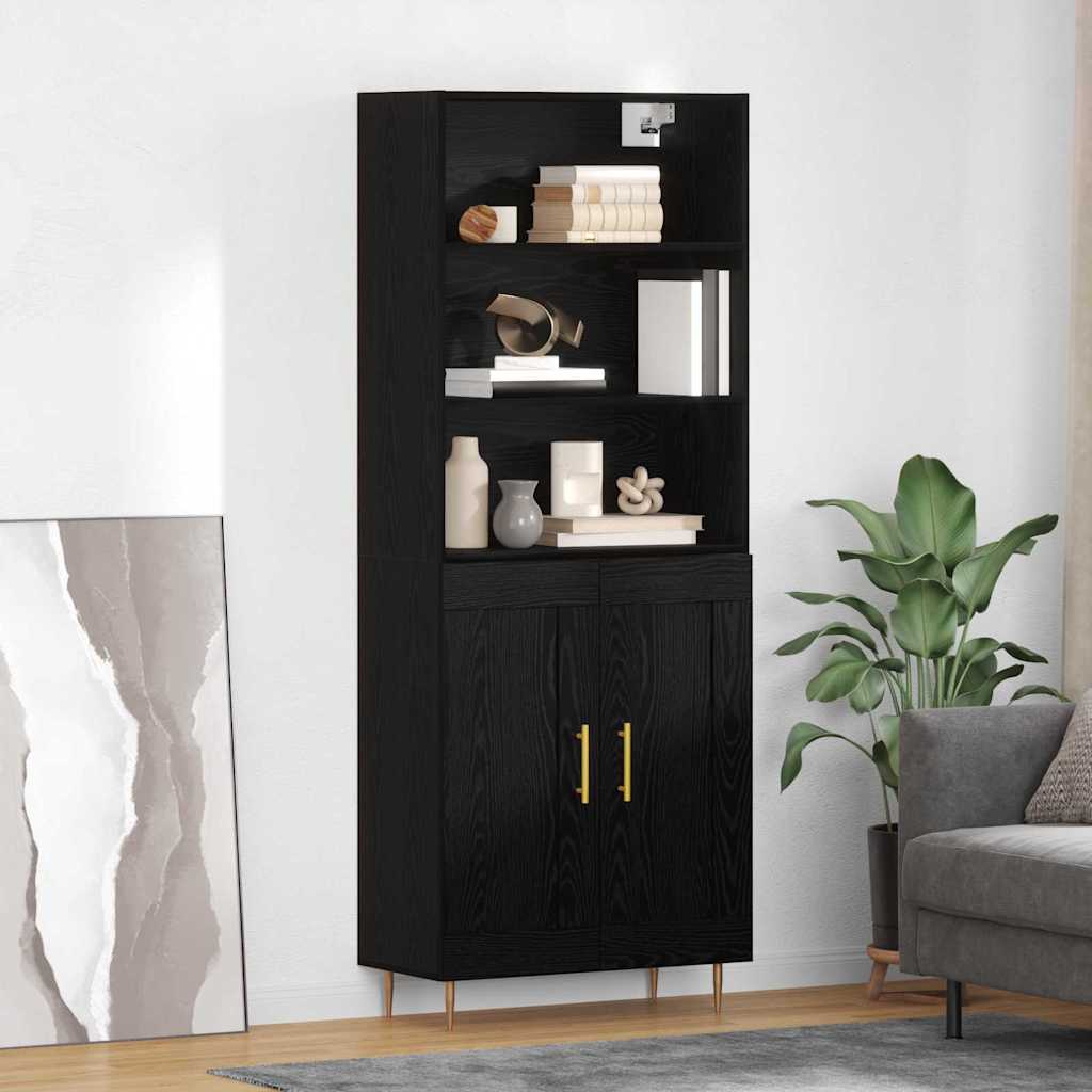 Haut Armoire Montage mural 2 pcs Chêne noir Bois d'ingénierie - XIOS