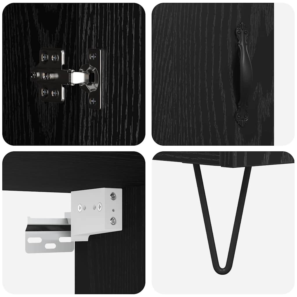 Haut Armoire Montage mural 2 pcs Chêne noir Bois d'ingénierie - XIOS