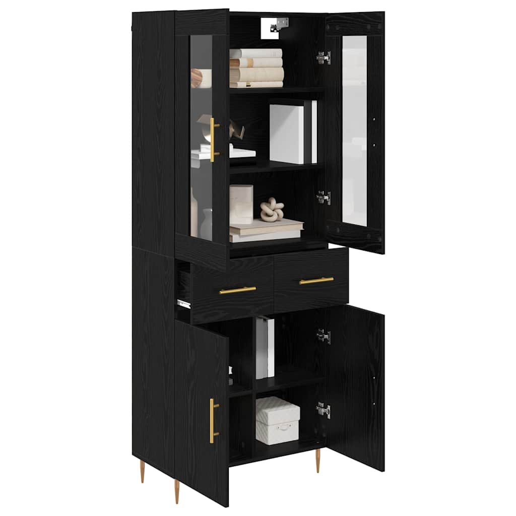 Haut Armoire avec tiroir 2 pcs Chêne noir Bois d'ingénierie - XIOS