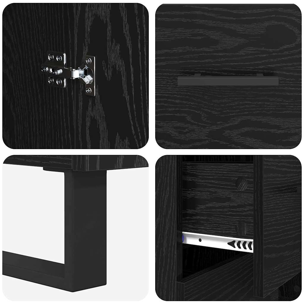 Haut Armoire Montage mural 2 pcs Chêne noir Bois d'ingénierie - XIOS