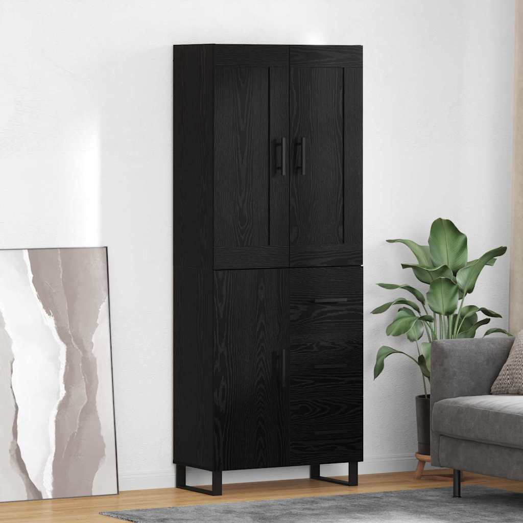 Haut Armoire Montage mural 2 pcs Chêne noir Bois d'ingénierie - XIOS