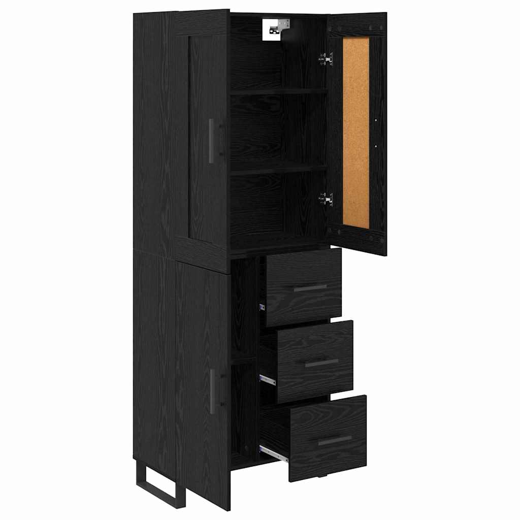 Haut Armoire Montage mural 2 pcs Chêne noir Bois d'ingénierie - XIOS